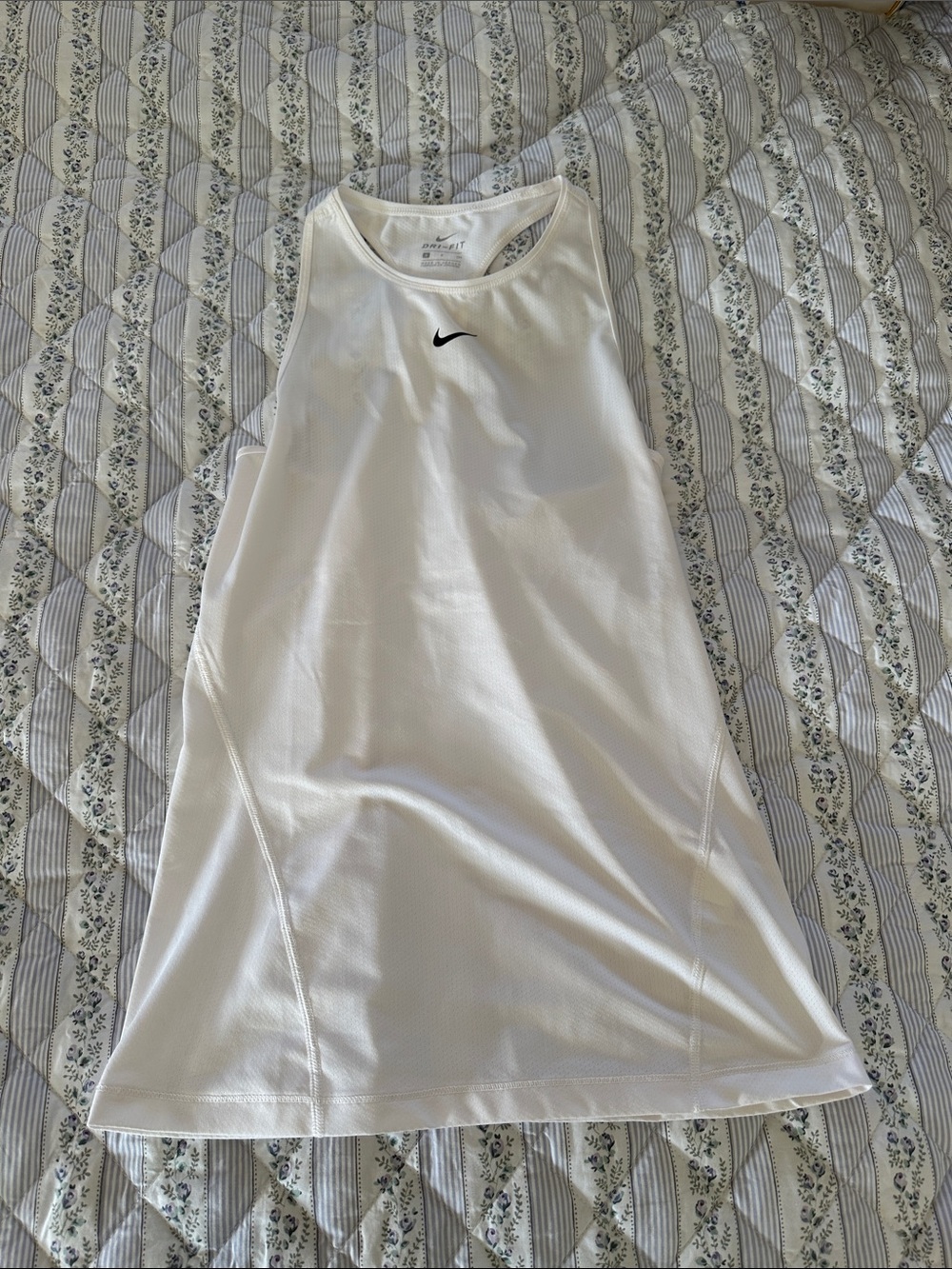 Nike White Dri-FIT Tank with Black Swoosh